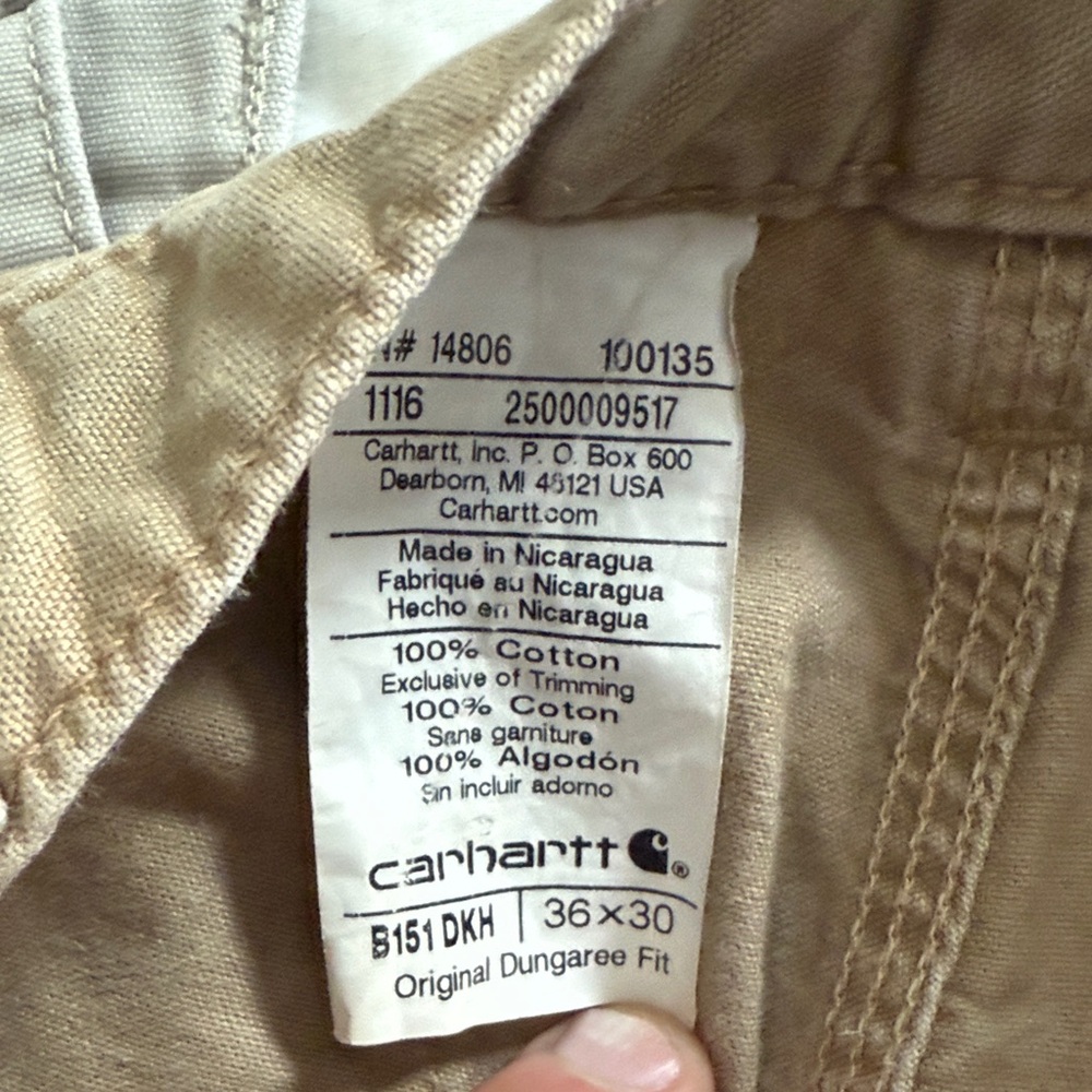 Carhartt Tan Cotton Dungaree Pants